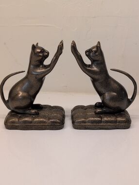 Vintage Brass Cat Bookends